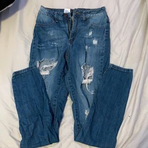 high waisted ripped jeans